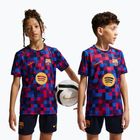 Kinder-Fußballtrikot Nike FC Barcelona Dri-Fit Pre-Match noble red/mineral yellow