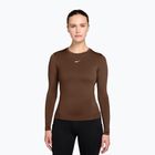 Damen-Trainingslangarmshirt Nike One Fitted cacao wow/white