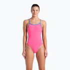 Damen einteiliger Badeanzug arena Lace Back Solid schockierend rosa/blauen Fluss