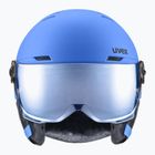 Skihelm Kinder UVEX Rocket Visor Jr blue matt/mirror blue/smoke