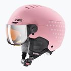 Skihelm Kinder UVEX Rocket Visor Jr pink confetti matt/mirror silver/lasergold lite