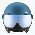 Skihelm UVEX Wanted Visor Steinblau matt/Spiegelblau/Rauch