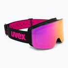 Skibrille Kinder UVEX Pwdr FM black matt/mirror pink green clear