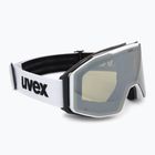 Skibrille UVEX Gravity FM white matt/mirror silver/green/clear