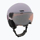 Kinder-Skihelm UVEX Rocket Visor Jr cool lavender abstract matt/mirror silver/laser gold