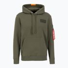 Herren Alpha Industries Red Stripe Hoodie dunkelgrün