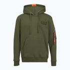 Herren Alpha Industries Red Stripe Hoodie dunkelgrün