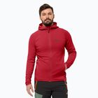 Herren Jack Wolfskin Baiselberg Hooded FZ Fleece-Sweatshirt rot glow