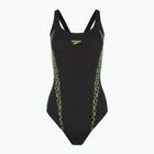 Damen-Einteiler Badeanzug Speedo Panel Muscleback schwarz/grün