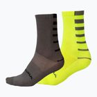 Fahrrad Socken Herren Endura Coolmax Stripe 2-pak hi-viz yellow/grey