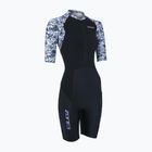 Damen-Triathlonanzug ZONE3 Lava Short Sleeve Trisuit weiß/kies