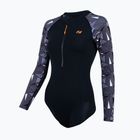 Einteiliger Damen-Badeanzug ZONE3 OWS Renew schwarz/grau