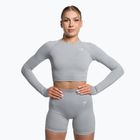 Damen Trainings-Langarmshirt Gymshark Vital Seamless Crop Top hellgrau