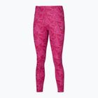 Damen-Laufleggings Mizuno 7/8 bedruckt pink peacock