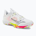 Herren Badmintonschuhe Mizuno Wave Claw Neo 2 weiß / lunar rock / high vis pink