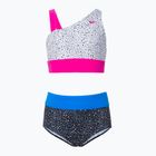 Nike Water Dots Asymmetrischer zweiteiliger Badeanzug für Kinder weiß und schwarz NESSC725-001