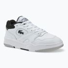 Herren Lacoste Lineshot Kontrastierter Kragen Leder weiß/schwarz Schuhe