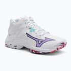 Damen Volleyballschuhe Mizuno Wave Lightning Z8 Mid weiß/violett indigo/camelliaros