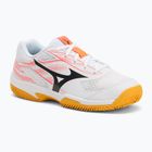 Kinder-Tennisschuhe Mizuno Break Shot 5 Jr CC weiß/calypso coral/citrus