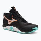 Volleyballschuhe Mizuno Wave Momentum Elite Mid schwarz/tangelo/eisgrün