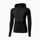 Damen Laufjacke Mizuno Active Warm Hybrid Full Zip Hooded schwarz