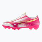 Kinder-Fußballschuhe Mizuno Alfa III Select Jr FG white/fuchsia purple