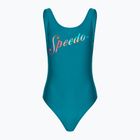 Speedo Damen-Badeanzug Logo Deep U-Back peacock/pumpkin spice/marine blue