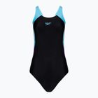 Speedo Colourblock Splice Muscleback einteiliger Badeanzug für Damen schwarz/süßes lila/picton blau