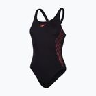 Speedo Placement Muscleback einteiliger Badeanzug schwarz/pflaume dandy/siren