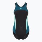 Einteiler Badeanzug Damen Speedo High Neck Splice Cross Back dark teal