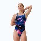 Damen-Einteiler Badeanzug Speedo FL Printed Turnback elektrostatik/lagunenblau