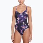 Nike Floral Blur V-Neck Damen-Badeanzug einteilig schwarz