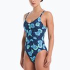 Einteiliger Damen-Badeanzug Nike Poppy Print V-Neck midnight navy