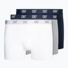 Herren CR7 Basic Trunk Boxershorts 3 Paar grau melange/weiß/navy