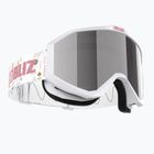 Skibrille Kinder Bliz Liner Jr white pink logo/pink&silver mirror