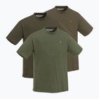 Pinewood Herren 3er-Pack T-Shirt grün/h.braun/khaki