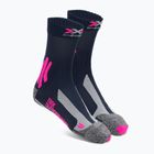 Damen-Trekking-Socken X-Socks Trek Outdoor mitternachtsblau/rosa/grau melange