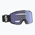 Skibrille SCOTT Shield mineral black/white/amp illuminator blue chrome