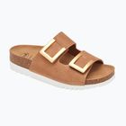 Damen-Pantoletten Scholl Montery 2 Straps Ad Med cognac
