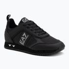 EA7 Emporio Armani Schwarz & Weiß Carbon dreifach schwarz / Silber Logo Schuhe