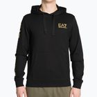 Herren Hoodie Sweatshirt EA7 Emporio Armani Train Logo Series Hoodie Extended Logo Coft black/gold logo
