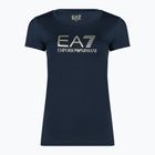 Damenshirt EA7 Emporio Armani Train Shiny navy blue/logo light gold