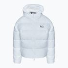 Damen EA7 Emporio Armani Zug Shiny ECO Extra gepolsterte Bomberjacke weiß