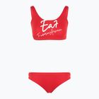 Zweiteiliger Damen-Badeanzug EA7 Emporio Armani Maxi Logo Bikini Top racing red