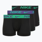 Herren Boxershorts Nike Dri-Fit Essential Micro Trunk 3 Paar schwarzer grüner Schock/wildviolett/schwarzer Text wb
