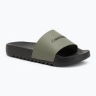 Calvin Klein Herren Flip-Flops HM0HM01063 Chuncky Pool Slide Rub Smokey Olive/Schwarz