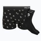Herren-Boxershorts- und Socken-Set KARL LAGERFELD Ikon Trunk aop karl dot black