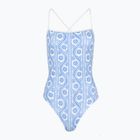 Tommy Hilfiger Damen einteiliger Badeanzug Straight Neck Print floral stripe blau spell
