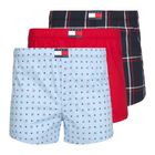 Herrenboxershorts Tommy Hilfiger Woven Boxer Print 3 pack rwb foulard/med red/rwb w chck