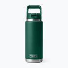 Thermoflasche YETI Rambler Straw 769 ml black forest green